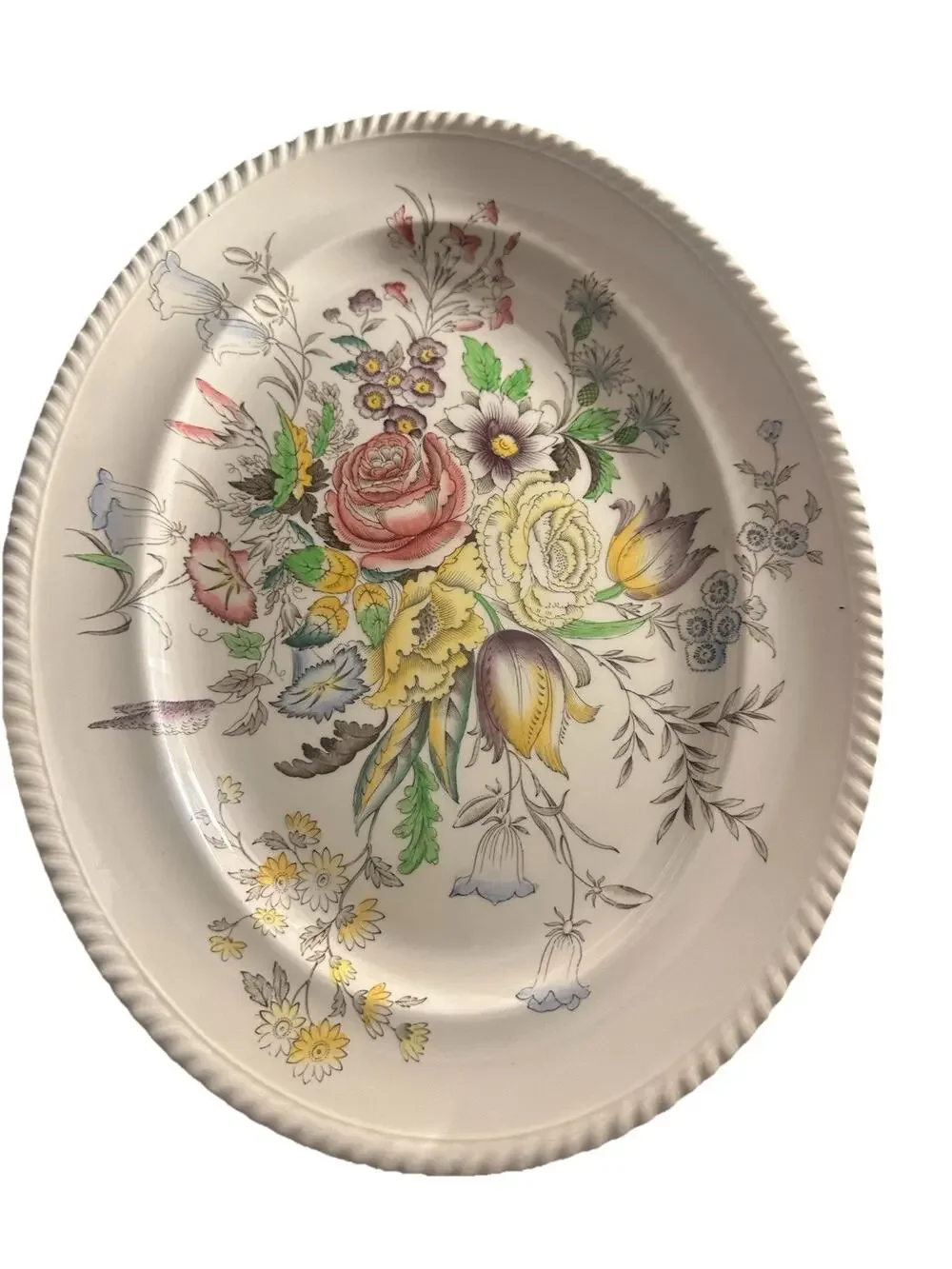 Vintage Johnson Brothers BIRD OF PARADISE Oval Platter Floral England 14.5